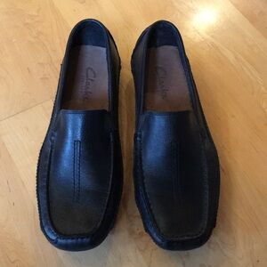 CLARK'S | Men's Black Leather Driving Loafer Shoes Slip-On